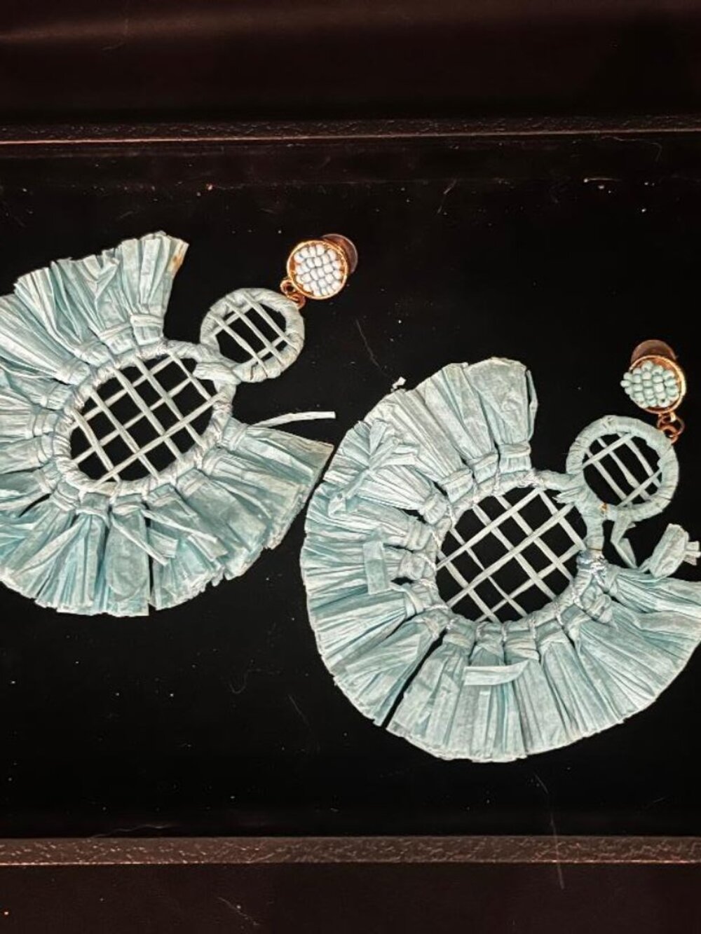Aqua Color Raffi Hoop Earrings - Picture 1 of 2